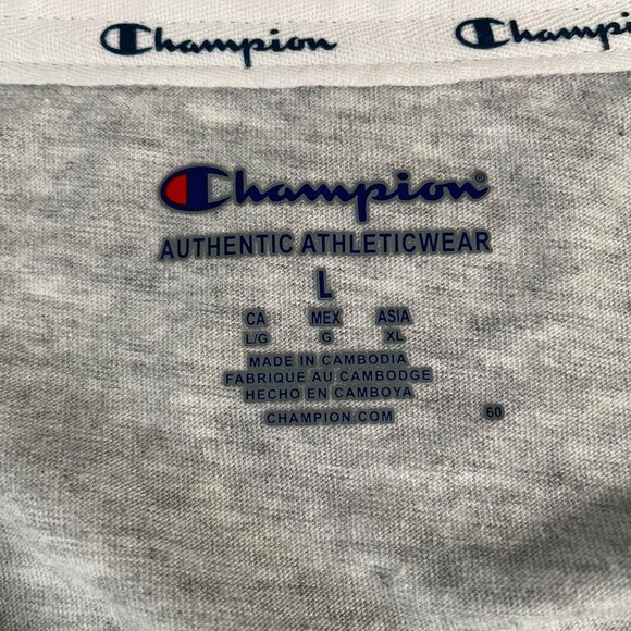 Champion Women's L Grey Graphic Crop T-Shirt Size M Athleisure Casual Workout - Picture 3 of 8